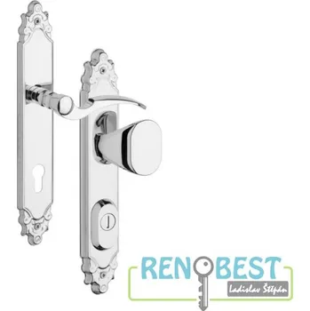 Dveřní kování ROSTEX Bezpečnostní kování R1 OZDOBNÉ Rozteč: 90 mm, Provedení: klika/madlo, Povrchová úprava: chrom - nerez