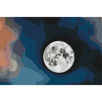 Malování podle čísel - Měsíc Velikost: 40x60cm, Rámování: Pouze srolované plátno