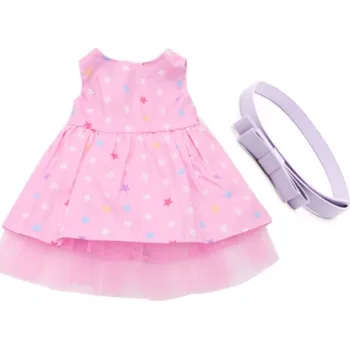 Oblečky pro American girl a Baby Born 43-45 cm Motiv: 6 růžové šaty s hvězdičkami