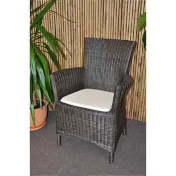 Ratanové křeslo Pluto hnědé polstr bílý SLEVA 7 % | RYCHLÉ DODÁNÍ