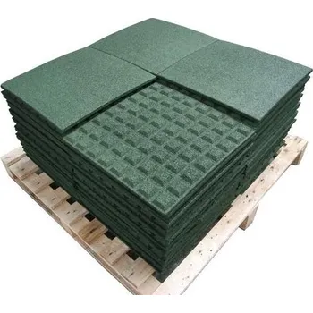Venkovní dlažba Gumová podlaha - dlaždice 50x50 cm zelená