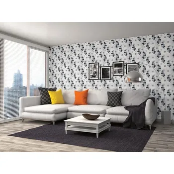 Tapeta DIMEX | Vliesová tapeta na zeď Dimex Line WP-207-01 | 0,75 x 10 m | černá, bílá, šedá + Vliesová tapeta na zeď Dimex Line WP20801 v rozměru 0,75 x 10 m