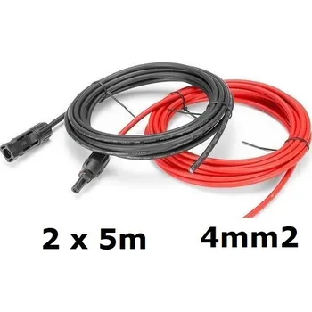 elektrický kabel Solární kabel prodlužovací, 4mm2, červený+černý s konektory MC4, 5m