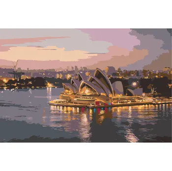 Malování podle čísel - Noční opera v Sydney Velikost: 40x60cm, Rámování: Pouze srolované plátno