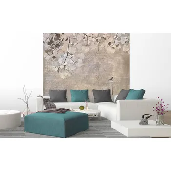 Fototapeta DIMEX | Vliesová fototapeta na zeď Abstrakt béžové listy MS-3-0366 | 225 x 250 cm | béžová, hnědá + Vliesová fototapeta na stěnu DIMEX Abstrakt béžové listy MS30366 v rozměru 225 x 250 cm + lepidlo zdarma