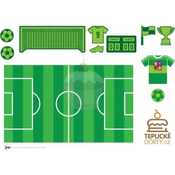 Jedlá dekorace na dort Caketools Jedlý papír "Fotbal hřiště plus" - A4