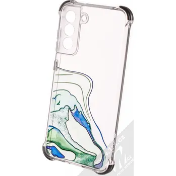 Pouzdro na mobilní telefon 1Mcz Trendy Vodomalba Anti-Shock Skinny TPU ochranný kryt pro Samsung Galaxy S21 FE průhledná zelená černá (transparent green black)