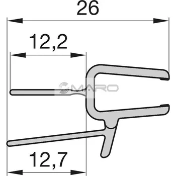 Těsnění do okna a dveří Ronal Náhradní díly Těsnění vodorovné pro 6 mm skla, délka 100 cm, 52203.KD.1000