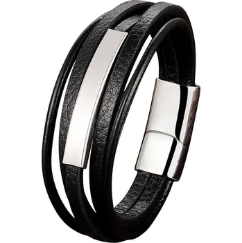 Náramek Kožený náramek Lambert, Silver