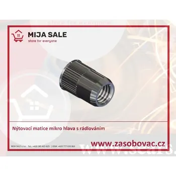 Matice M10 (1,0-3,5)- ocel zinek - Matice nýtovací s malou zápustnou hlavou, s drážkov tělem