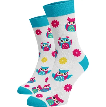 Dámské ponožky Veselé ponožky Sovy Bílá Bavlna 39-41
