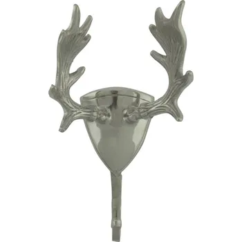 Věšák Nástěnný kovový stříbrný věšák ve tvaru parohů - 15*14*28cm