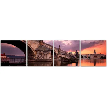 Obraz Malvis ® Obraz Pražský most Velikost (šířka x výška): čtyřdílné panorama - 100x25 cm