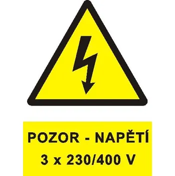 STRO.M propagace Samolepka 0181A 10x4cm Pozor - napětí 3 x 230/400 V