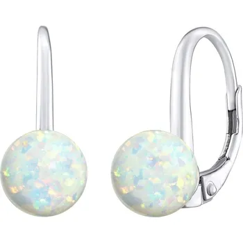 Náušnice Stříbrné náušnice s kuličkou bílého opálu 8 mm