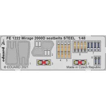 Plastikový model Eduard 1/48 Mirage 2000D seatbelts STEEL (KINETIC)