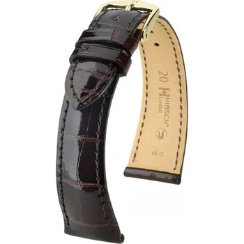 Módní doplněk Kožený řemínek Hirsch London M 04207110-1, hnědý, aligátoří kůže, délka M, Quick Release - 16 mm