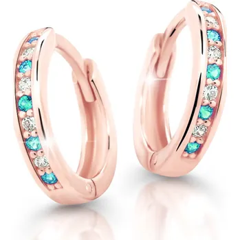 Náušnice Cutie Jewellery Dětské náušnice kroužky C3342R-Zeleno modrá