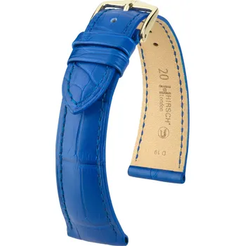Módní doplněk Kožený řemínek Hirsch London M 04307185-1, modrý, aligátoří kůže, délka M, Quick Release - 14 mm