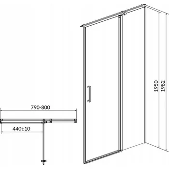 Cersanit Moduo - Dveře do niky / Dveře pro sprchový kout, pravé, 80x195cm, chromový profil-čiré sklo, S162-004