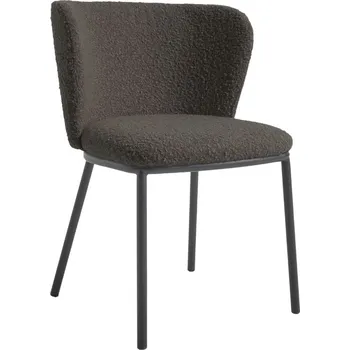 Jídelní židle Kave Home Černá bouclé jídelní židle Ciselia