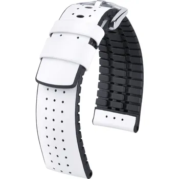 Řemínek na hodinky Kožený řemínek Hirsch Tiger L 0915075000-2, bílý, teletina/přírodní kaučuk, délka L, Quick Release - 22 mm
