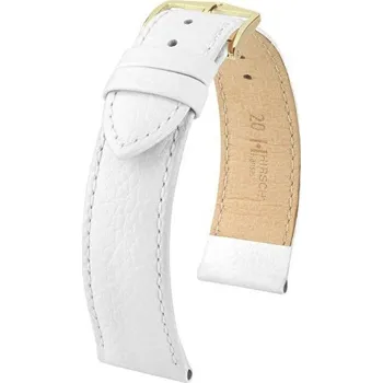 Řemínek na hodinky Kožený řemínek Hirsch Kansas M 01502100-1, bílý, teletina, délka M, Quick Release - 14 mm