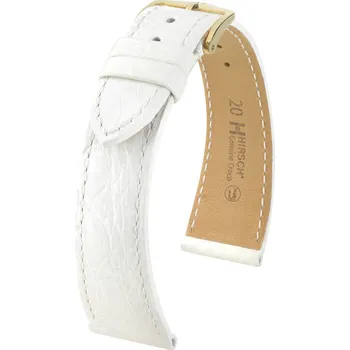 Řemínek na hodinky Kožený řemínek Hirsch Genuine Croco L 18920800, bílý, krokodýlí kůže, délka L, Quick Release - 19 mm