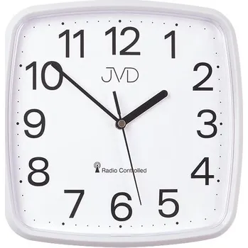 Hodiny Bílé přesné hranaté rádiem řízené levné hodiny JVD RH616.1