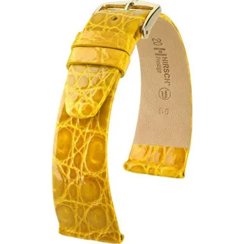 Řemínek na hodinky Kožený řemínek Hirsch Prestige M 02208172-1, žlutý, krokodýlí kůže, délka M, Quick Release