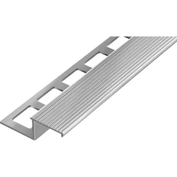 Stavební materiál SP19 schodová lišta Z, hliník elox stříbro protiskluz, 10 mm, 2,5 m
