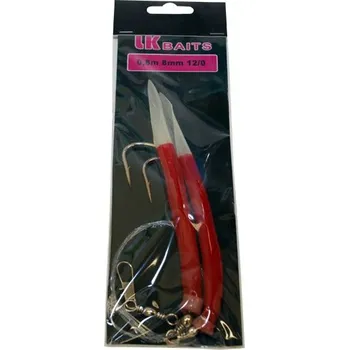 Návazec na Tresky LK Baits 12/0 14cm Glitter Lumino Dark Red