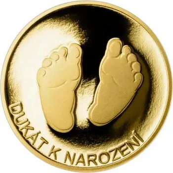 Dukát k narození dítěte ťapka průměr 20 mm 3,49 gr AU 986/1000