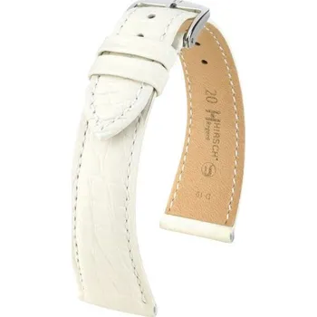 Řemínek na hodinky Kožený řemínek Hirsch Regent L 04107009-2, bílý, aligátoří kůže, délka L, Quick Release - 20 mm