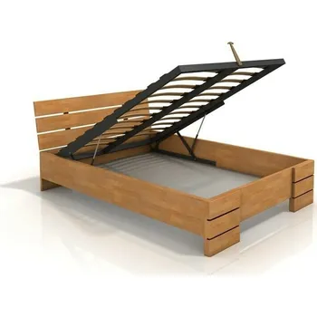 Postel Visby Postel s úložným prostorem Sandemo High BC Long 120x220 cm, buk masiv (Barva dřeva: Palisandr, Volba roštu: Lamelový rošt)