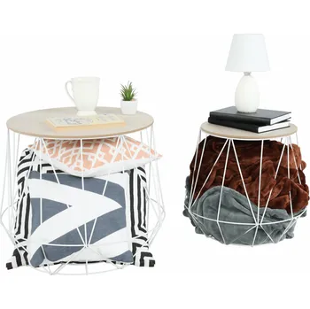 Konferenční stolek Tempo Kondela Odkládací stolky, set 2 ks, přírodní / bílá, DALUX