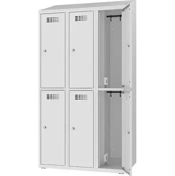 Skříň na dobíjení elektrického nářadí a elektroniky, 6 schránek, v x š x h: 1800x1200x500 mm, dveře šedé RAL7035