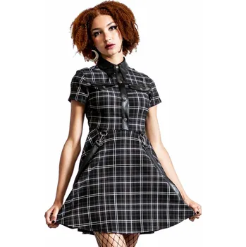 Dámské šaty šaty dámské KILLSTAR - Menace Collar - ASH TARTAN - 4XL