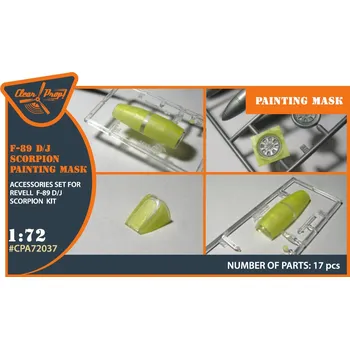 Plastikový model Clear Prop models 1/72 F-89 D/J for REVELL kit painting mask made from "yellow kabuki paper"