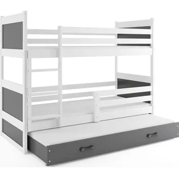 Postel BMS GROUP Patrová postel s přistýlkou RICO 3 80x160 cm, bílá/grafitová (Volba matrace: Pěnová matrace)