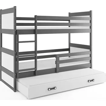 Postel BMS GROUP Patrová postel s přistýlkou RICO 3 90x200 cm, grafitová/bílá (Volba matrace: Pěnová matrace)