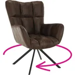 Tempo Kondela Designové otočné křeslo, látka s efektom brúsenej kože, hnědá/černá, KOMODO