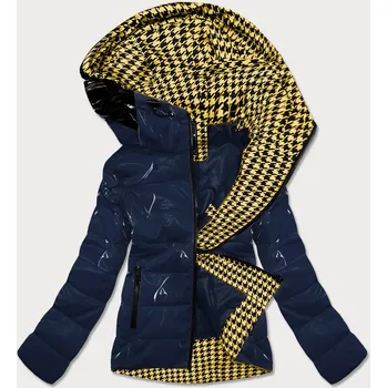 Tmavě modrá dámská bunda se vzorovanou podšívkou (W707) odstíny modré S (36)