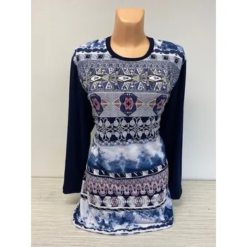 Dámská tunika Halenka KARIN, Barva Modrá, Velikost 38 - na zakázku, Materiál 98% Polyester 2% Lycra