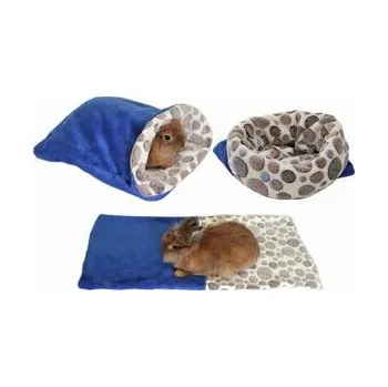 Spací pytel mini 3 v 1 h17 37 x 40 cm modrá/hnědá kolečka pro králíky