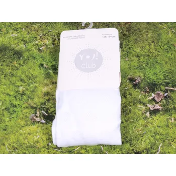 Punčocháče punčochy punčošky YO RA06 bílé jednobarevné s jemným plastickým vzorkem puntík velikost oblečení - děti: 92/98