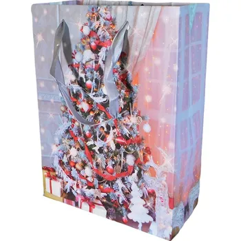 Dárková taška Dárková taška malá vánoční se třpytkami (0069C)