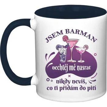 Hrnek malý barevný s potiskem Jsem barman
