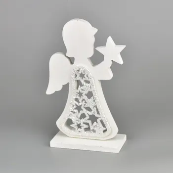 Vánoční dekorace Anděl dřevěný bílý