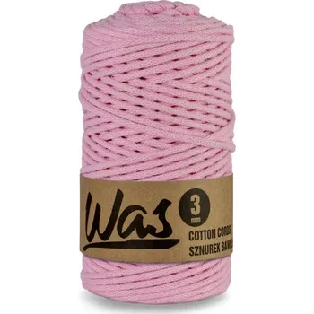 Nit Bavlněná šňůra 3mm, 100m, ŘŮŽOVÁ